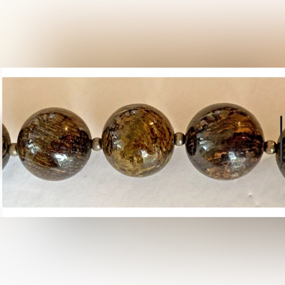 New Bronzite Beaded Brown Chunky Statement Neckla… - image 8